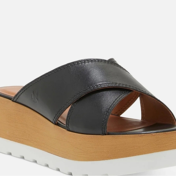 Lucky Brand Black Vebony leather, padded insole platform Sandals size 7, 37 1/2 - Picture 4 of 10